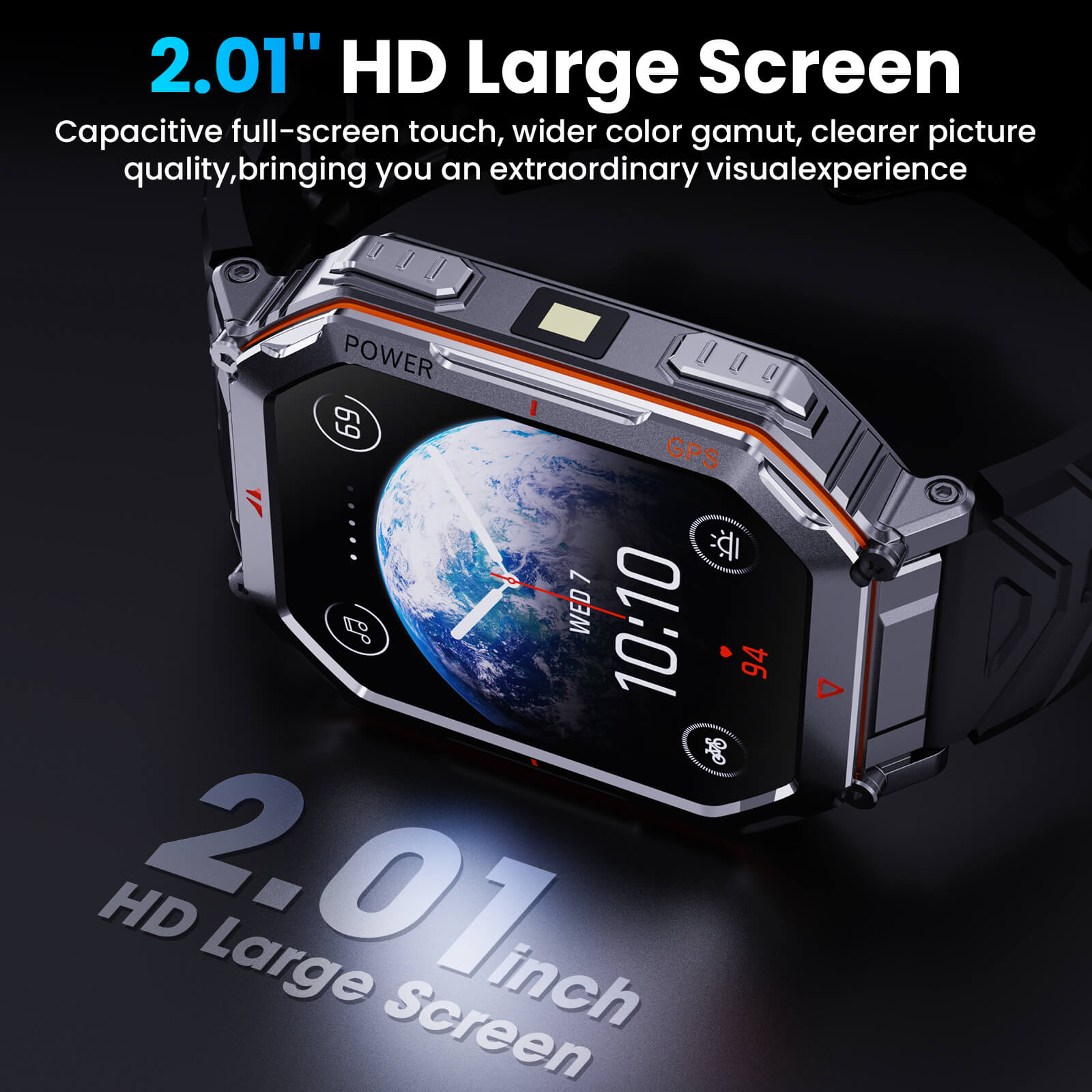 Mingdaln Indestructible Smartwatch – 2.01" HD Display, GPS, 100+ Sport Modes