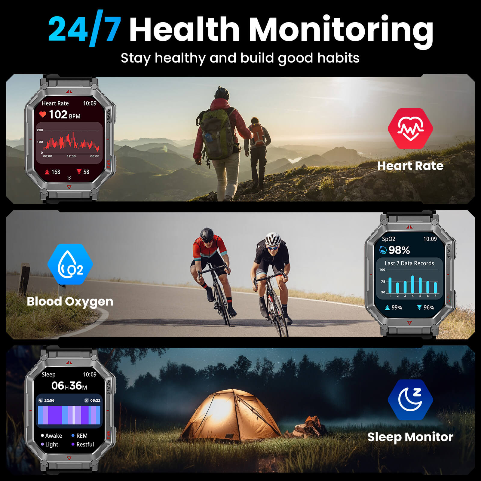 Mingdaln Indestructible Smartwatch – 2.01" HD Display, GPS, 100+ Sport Modes
