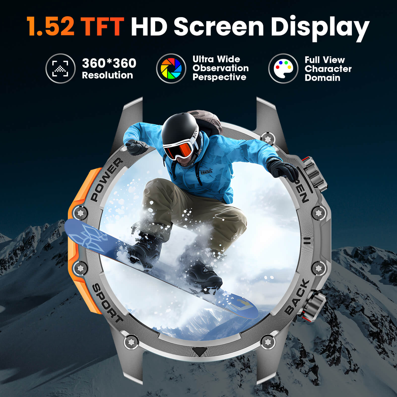 Mingdaln Rugged Smartwatch – 1.52" HD Display, Durable & Waterproof