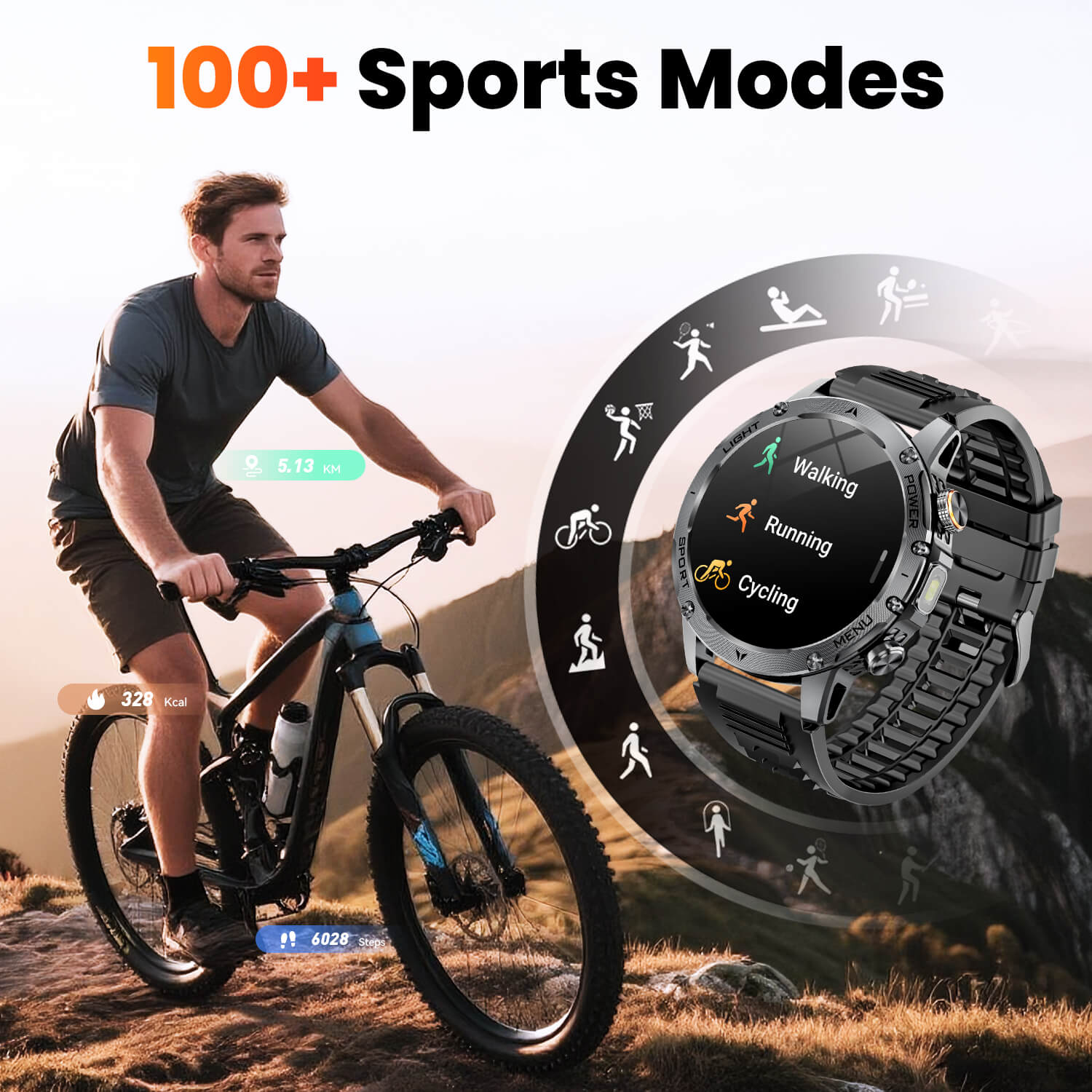 Mingdaln Rugged Smartwatch – Long-Lasting 1000mAh Battery, 1.7" HD Display