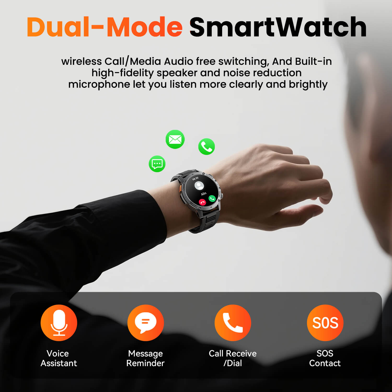 Mingdaln Rugged Smartwatch – Long-Lasting 1000mAh Battery, 1.7" HD Display