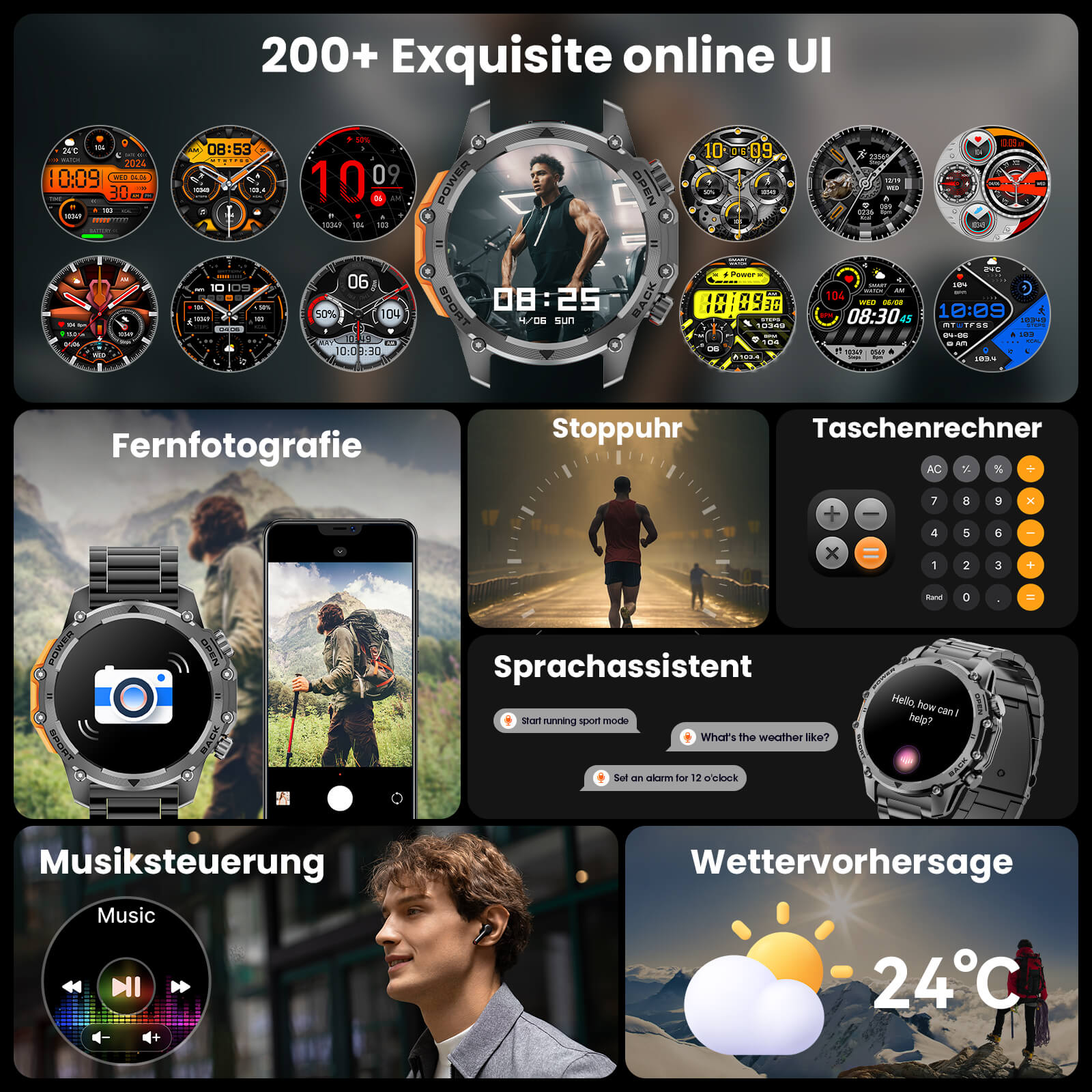 Mingdaln Rugged Smartwatch – 1.52" HD Display, Durable & Waterproof