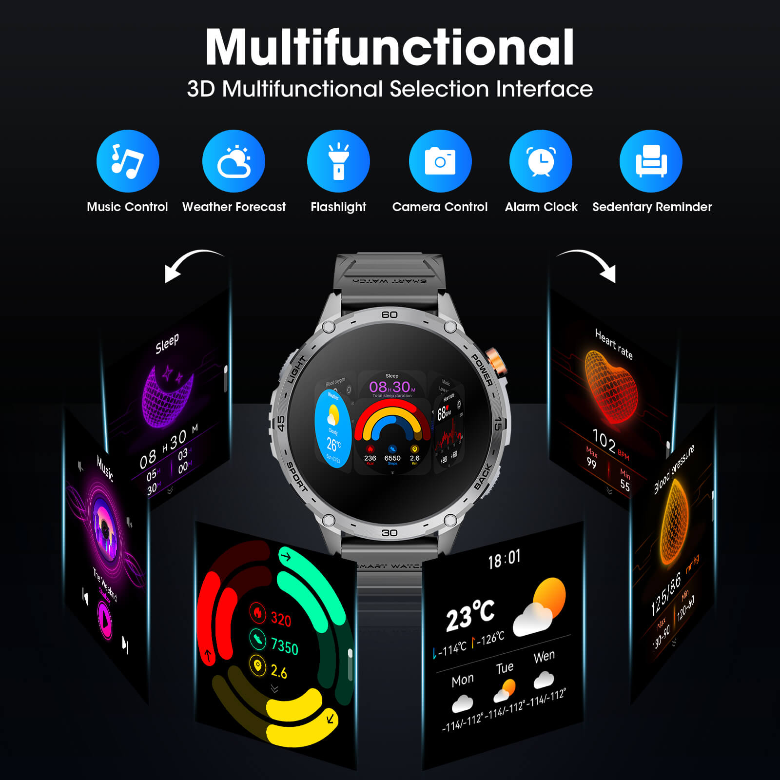 MINGDALN K69 smartwatch with LED flashlight multi function mode
