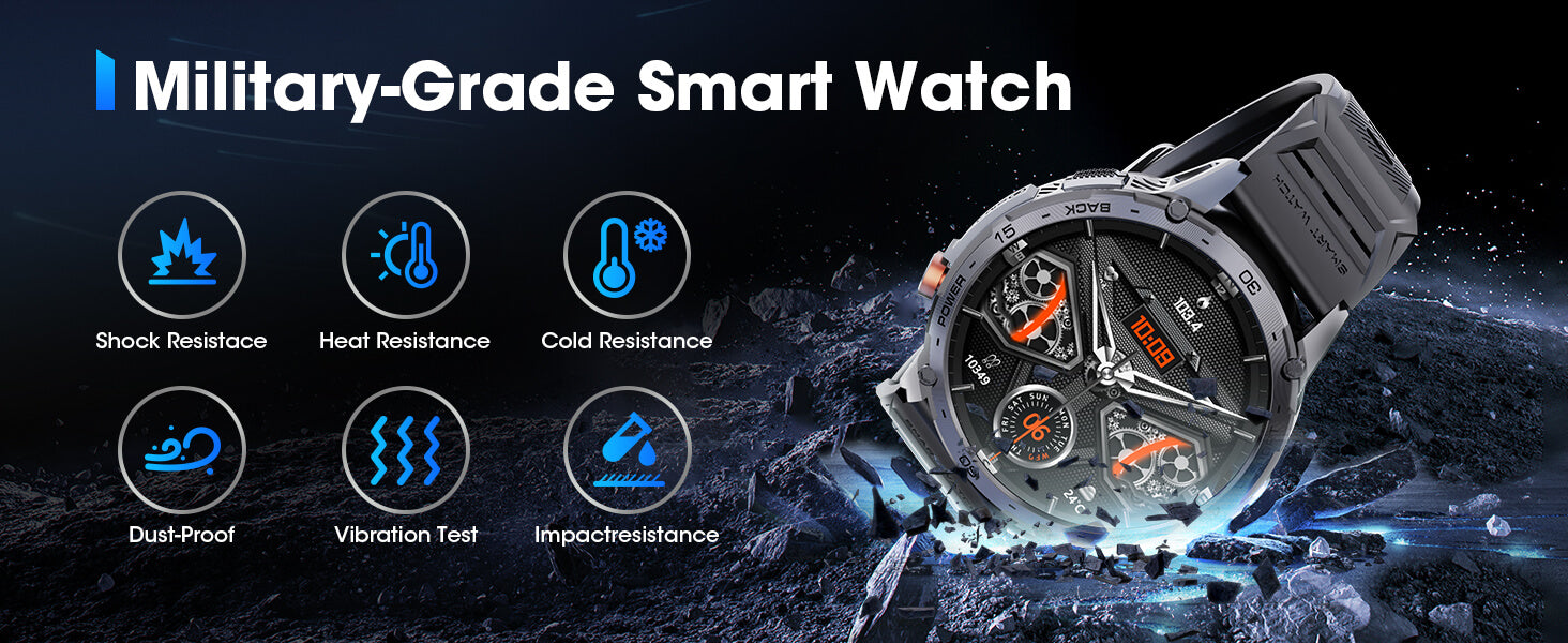 MINGDALN K69 smartwatch with LED flashlight Military smartwatch waterproof, dustproof and shockproof