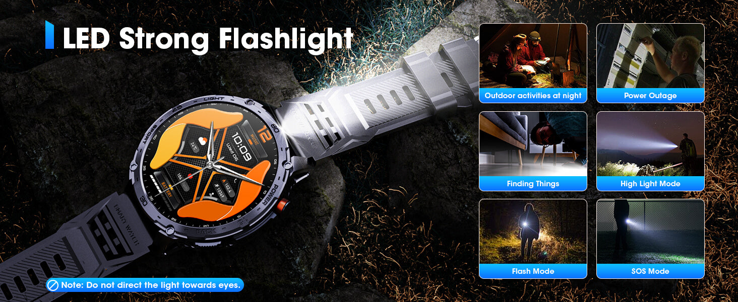 MINGDALN K69 smartwatch with LED flashlight powerful