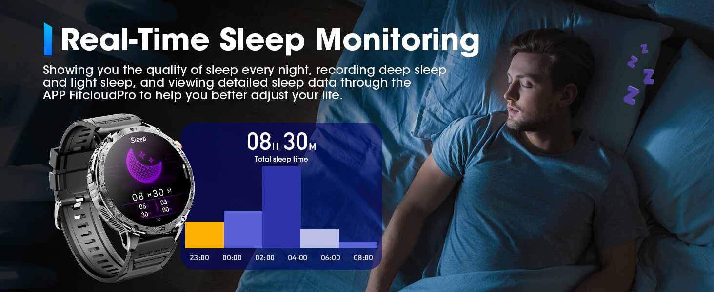 MINGDALN K69 smartwatch with LED flashlight 24/7 hours body monitoring