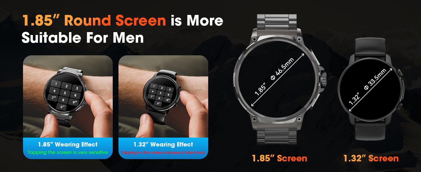 Mingdaln V69a Smart Watch 1.85 inch screen vs 1.32 inch screen