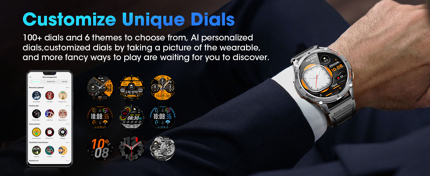 Mingdaln k67 smart watch 100+ dials 6 major themes to choose from to customize the dial