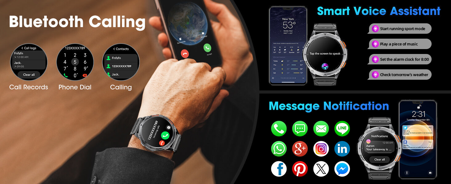 Mingdaln k67 smart watch Bluetooth call voice assistant message notification