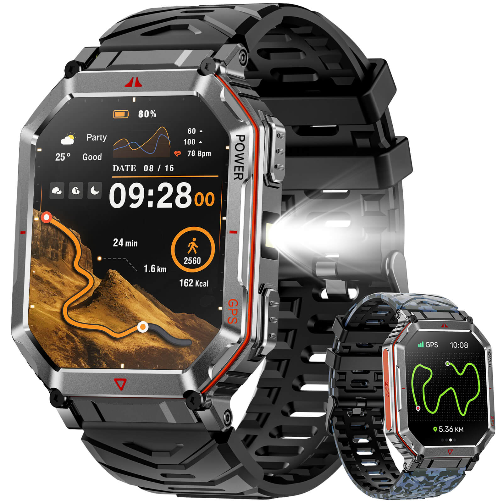 Mingdaln Indestructible Smartwatch – 2.01" HD Display, GPS, 100+ Sport Modes