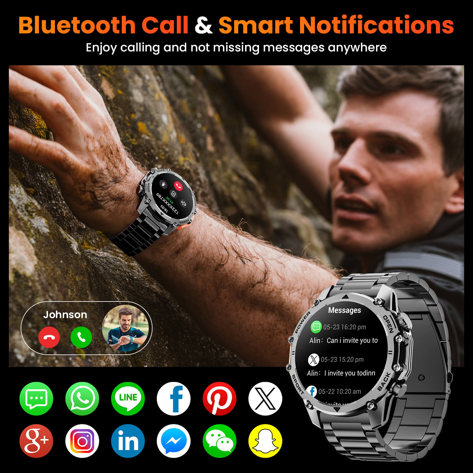 Mingdaln Rugged Smartwatch – 1.52" HD Display, Durable & Waterproof