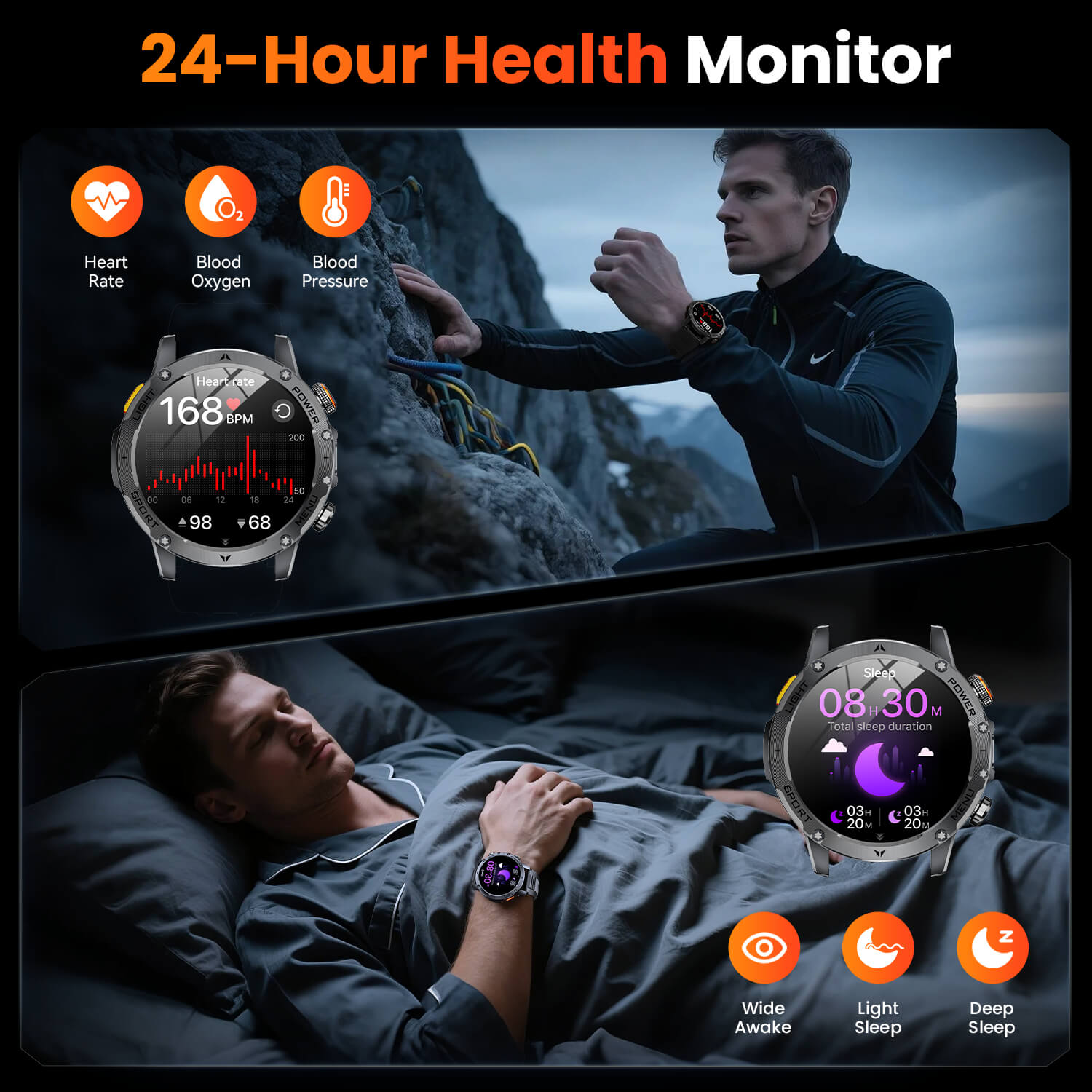Mingdaln Rugged Smartwatch – Long-Lasting 1000mAh Battery, 1.7" HD Display