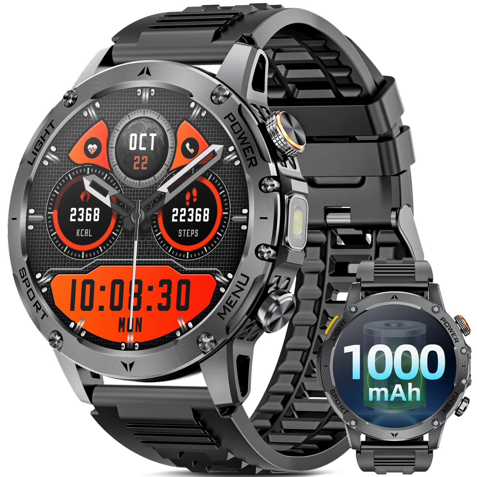 Mingdaln Rugged Smartwatch – Long-Lasting 1000mAh Battery, 1.7" HD Display