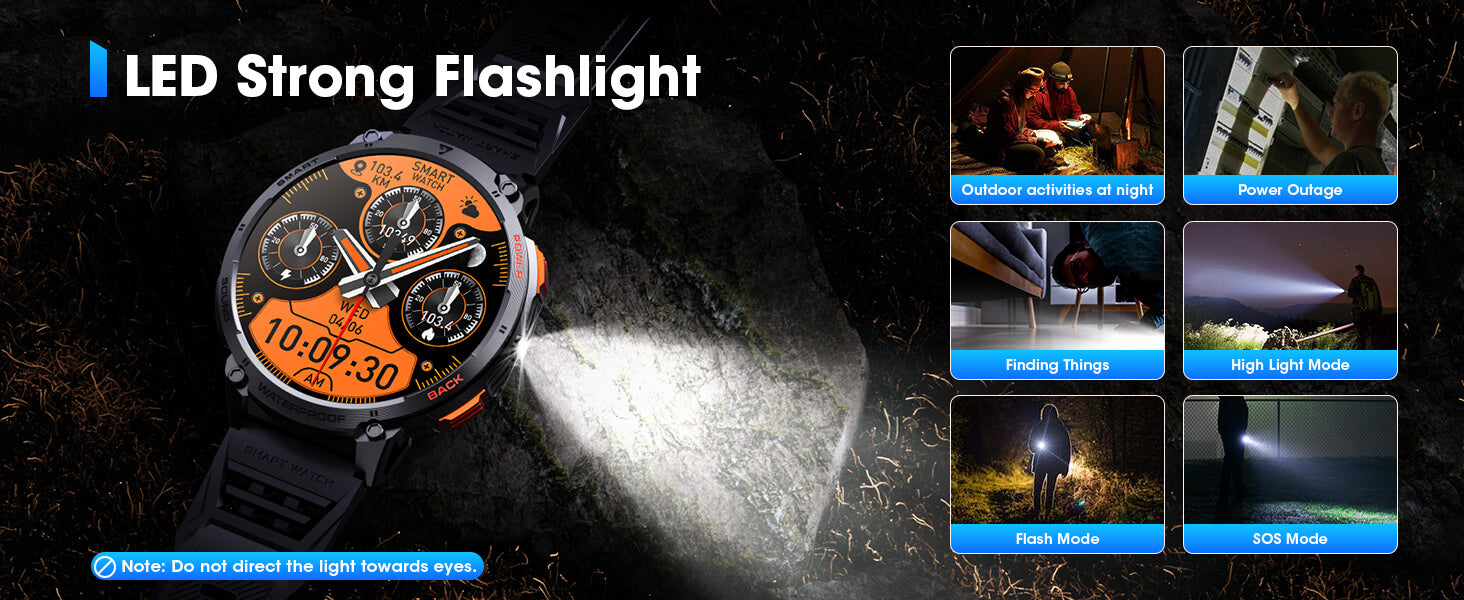 Mingdaln K68 Smart Watch with powerful LED Flashlight
