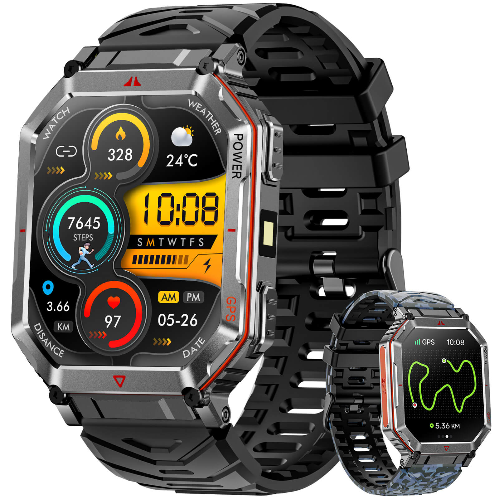 Mingdaln Indestructible Smartwatch – 2.01" HD Display, GPS, 100+ Sport Modes